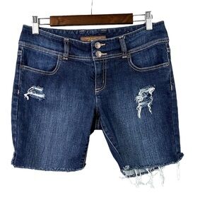 The Limited Women's Frayed Distressed Jean Shorts Dark Wash Size 8